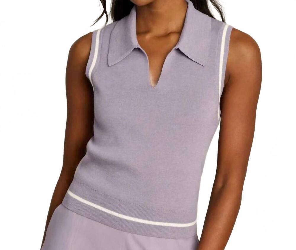 NEW RHONE views sleeveless polo in purple smoke